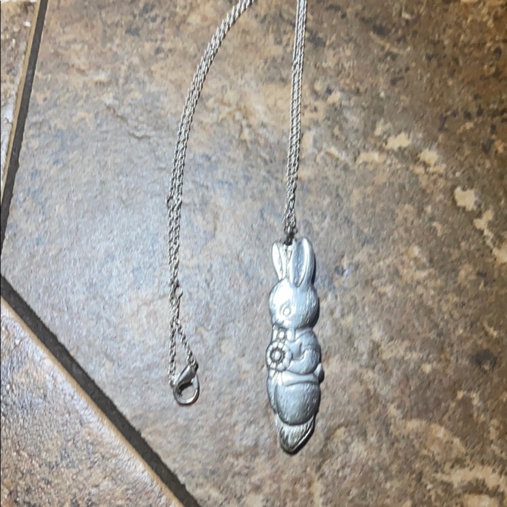 Oneida silver bunny handcrafted pendant